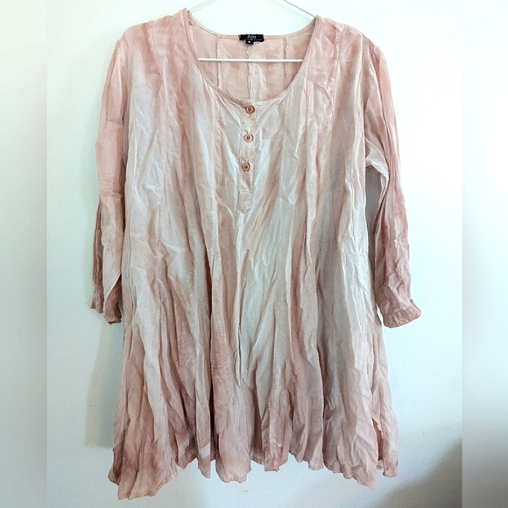 Apu Scoop Neck Lagen-look Tie-dyed Cotton/Silk Blend Mini Dress Women's S